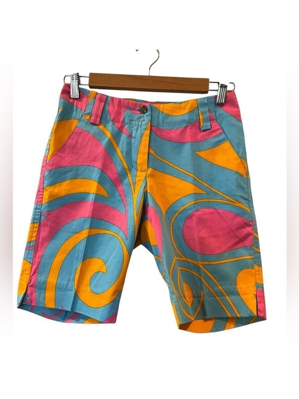LoudMouth Golf Key West Women’s Shorts Blue Pink Orange Bermuda Size: 0